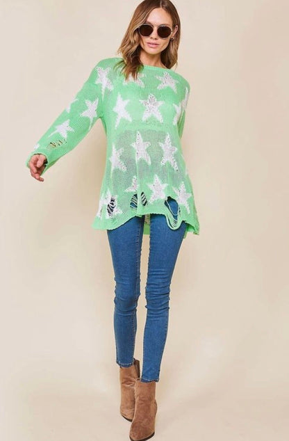 Women's Star Print Sweater Loose Fit Knitted