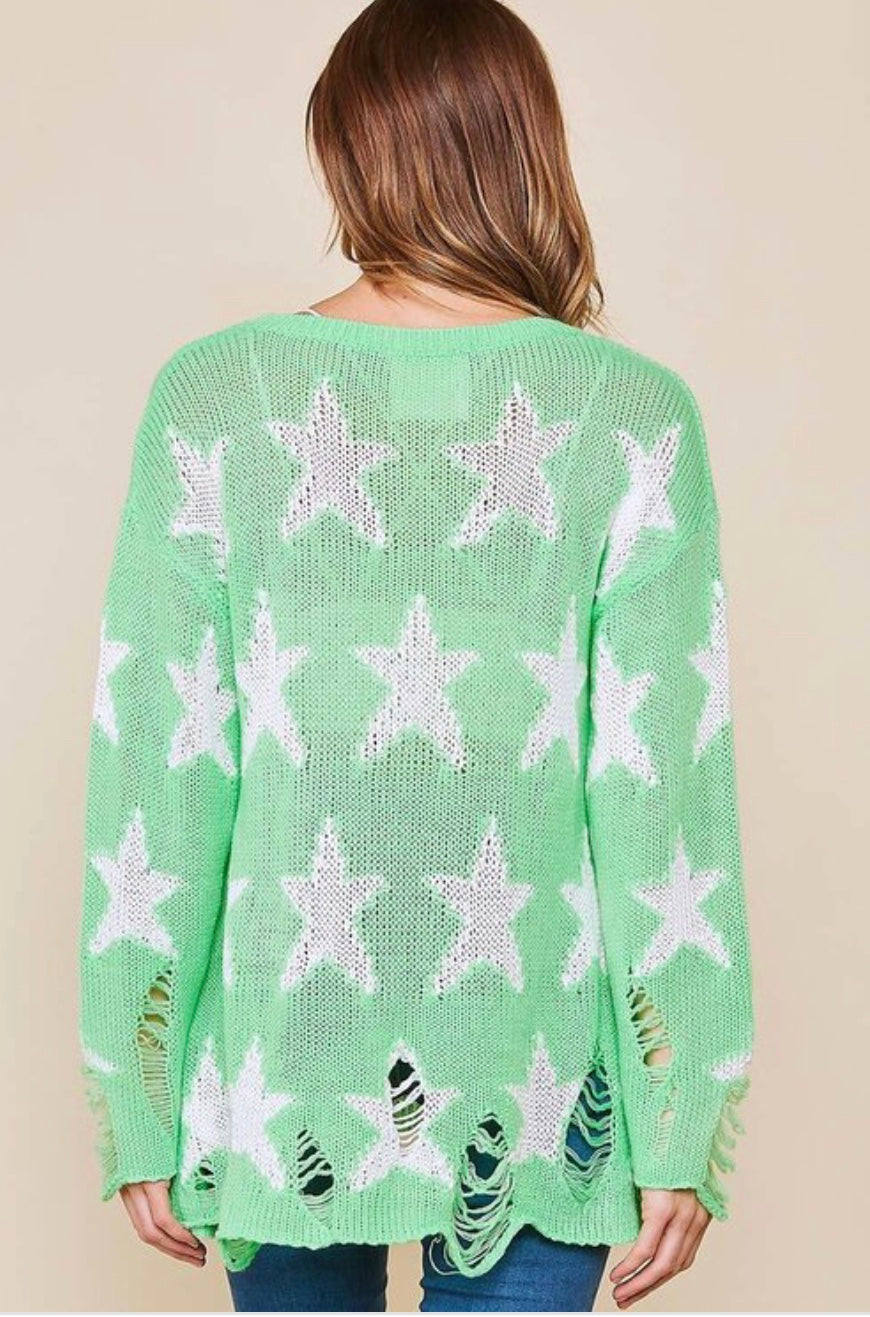 Women's Star Print Sweater Loose Fit Knitted