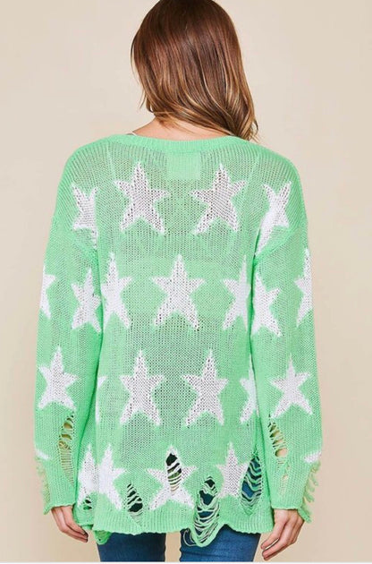 Women's Star Print Sweater Loose Fit Knitted