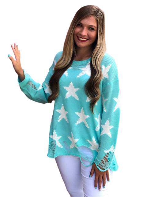 Women's Star Print Sweater Loose Fit Knitted