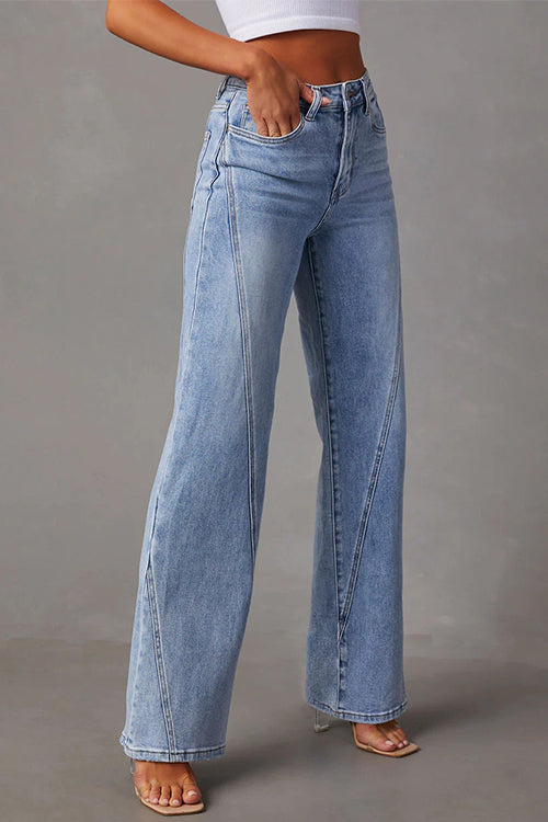 Women's Straight Jeans with Split Legs