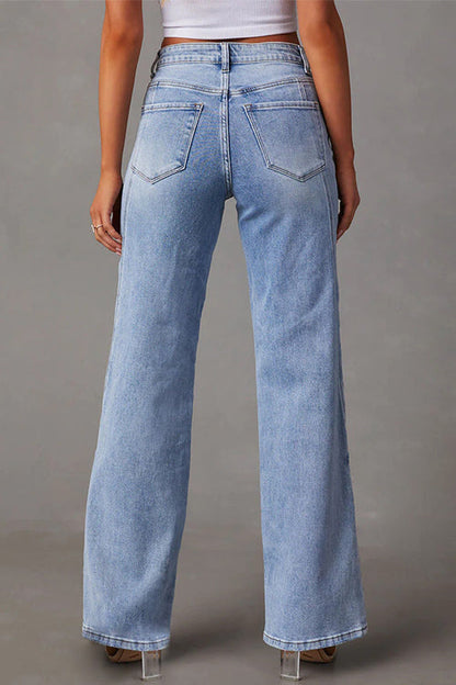 Women's Straight Jeans with Split Legs