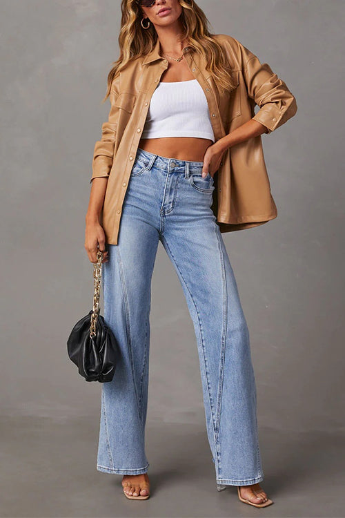 Women's Straight Jeans with Split Legs