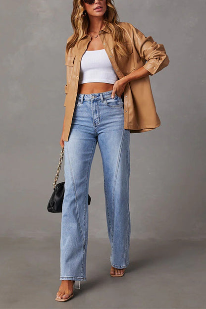 Women's Straight Jeans with Split Legs