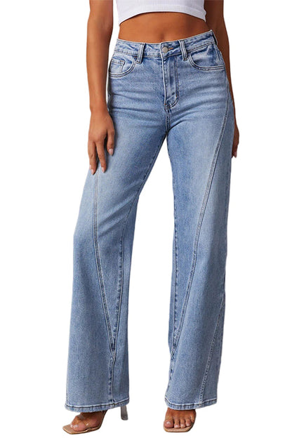 Women's Straight Jeans with Split Legs