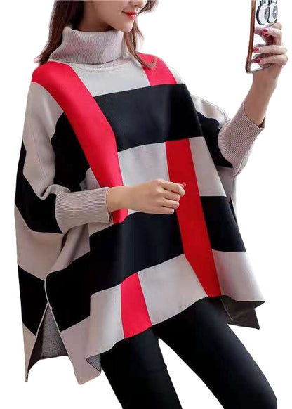 Women's Striped Blouse With Bat Sleeves