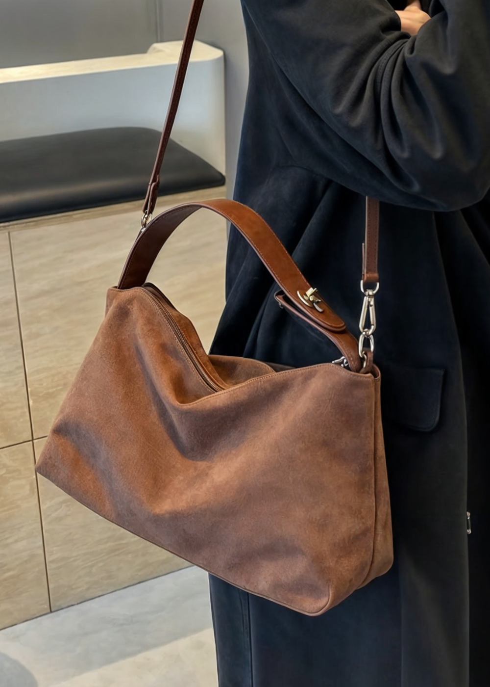 Women's Suede Look Bag Timeless Elegance