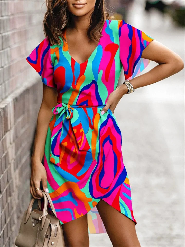 Women's Summer Dress Elegant Knee Length Airy Material