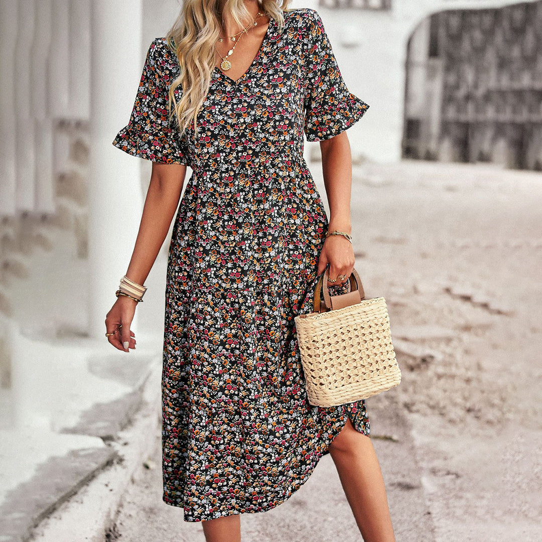 Women's Summer Dress Floral Print Airy Cotton