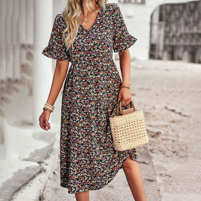 Women's Summer Dress Floral Print Airy Cotton
