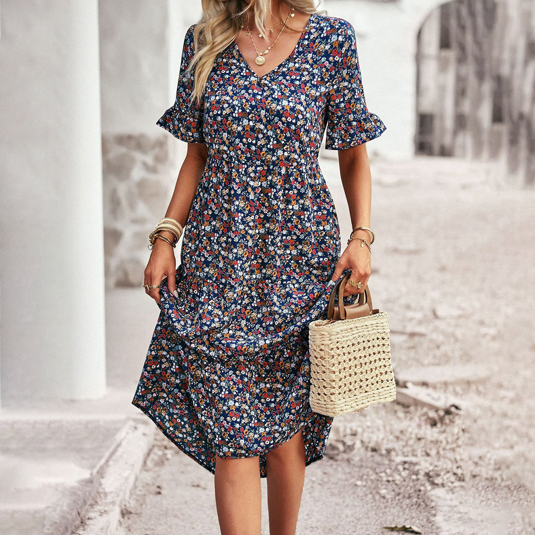 Women's Summer Dress Floral Print Airy Cotton