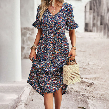 Women's Summer Dress Floral Print Airy Cotton