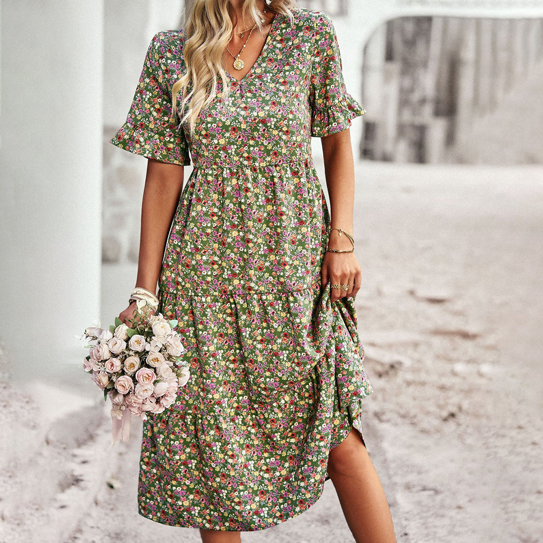 Women's Summer Dress Floral Print Airy Cotton