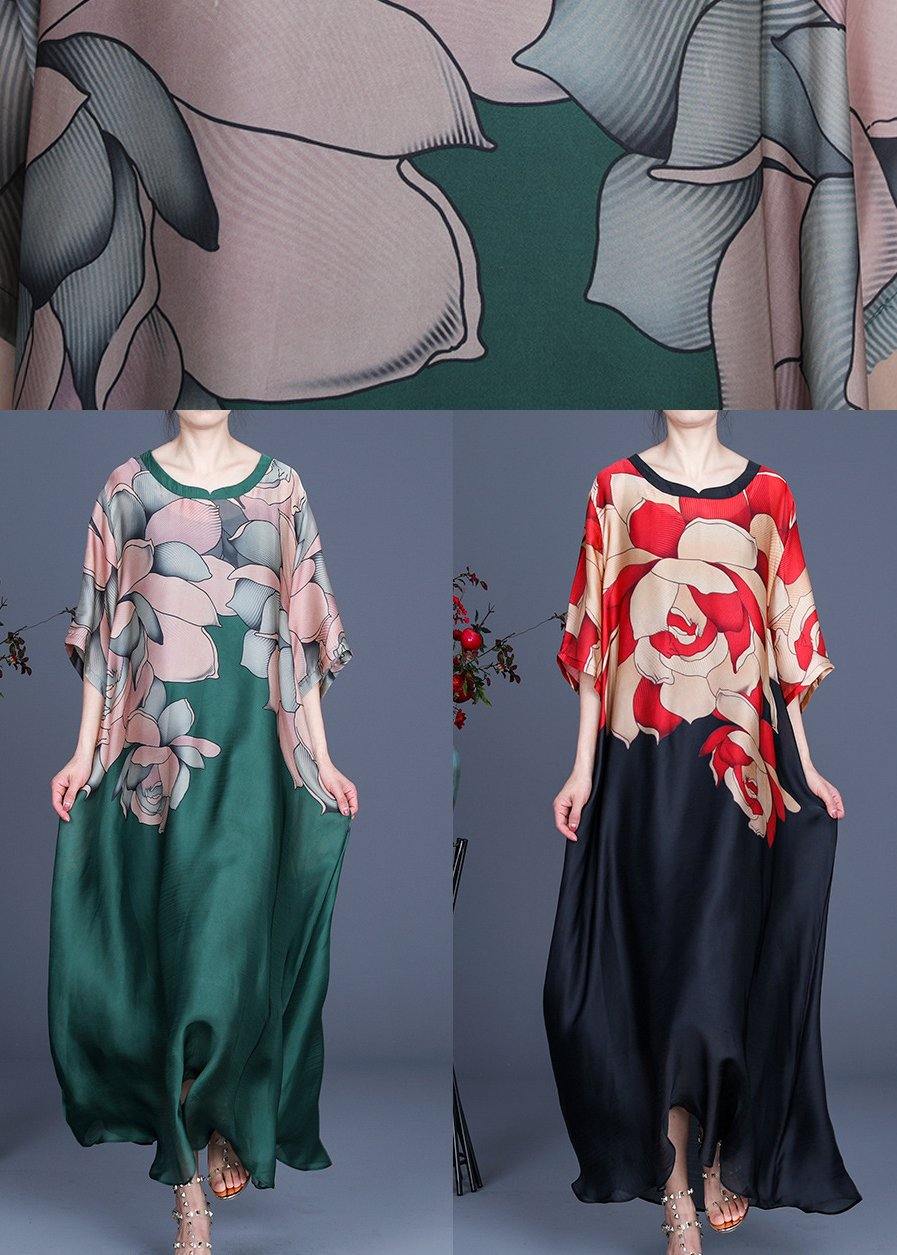 Women's Summer Dress Plus Size with O-Neck and Print in Chiffon