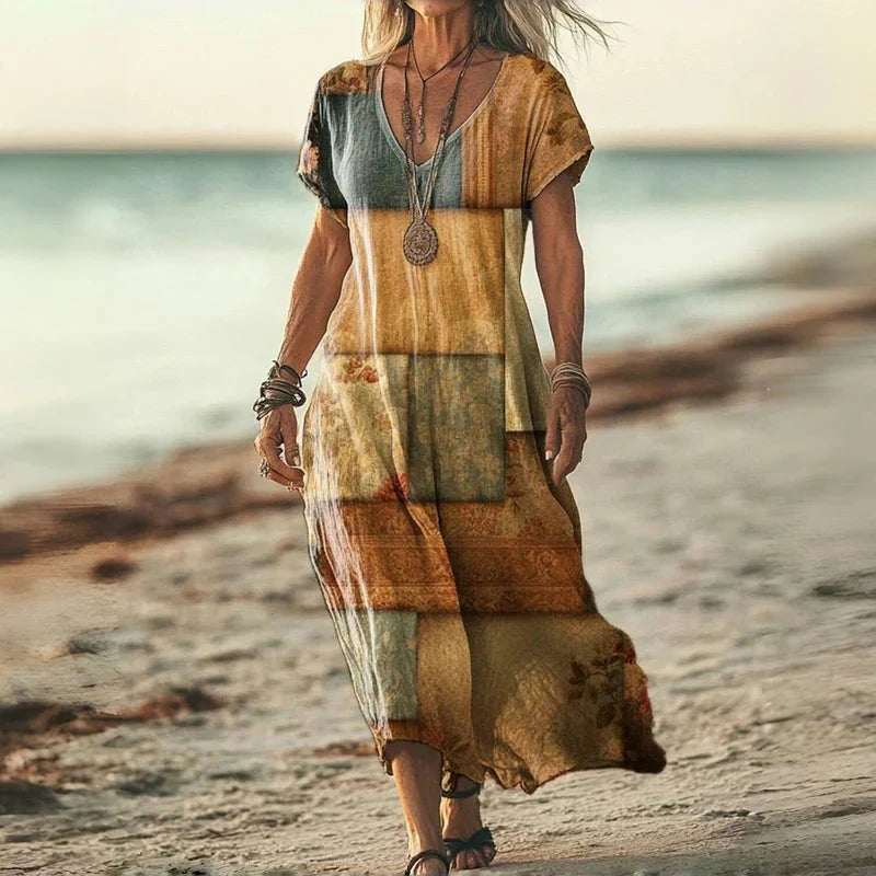 Women's Summer Dress V-Neck Loose-fitting Airy Woven Fabric Dresses