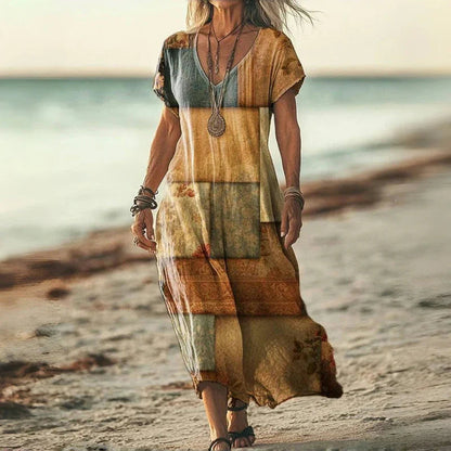 Women's Summer Dress V-Neck Loose-fitting Airy Woven Fabric Dresses