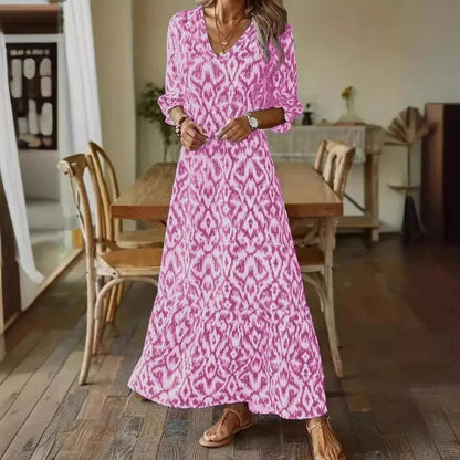Women's Summer Dress V-neck A-line with Half Sleeves