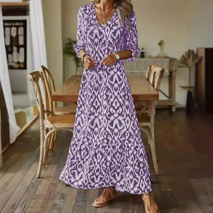 Women's Summer Dress V-neck A-line with Half Sleeves