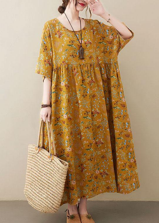 Women's Summer Dress with O-Neck and Print