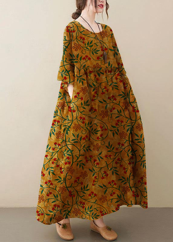 Women's Summer Dress with O-Neck and Print