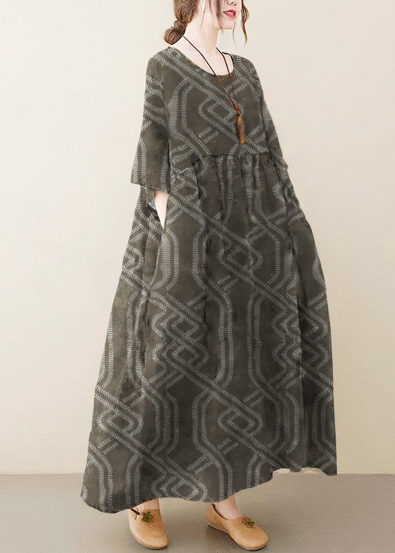 Women's Summer Dress with O-Neck and Print
