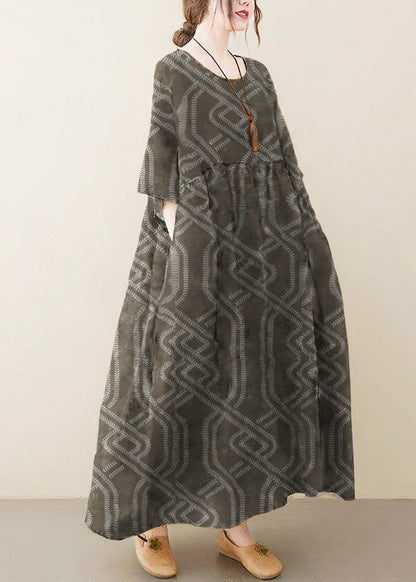 Women's Summer Dress with O-Neck and Print