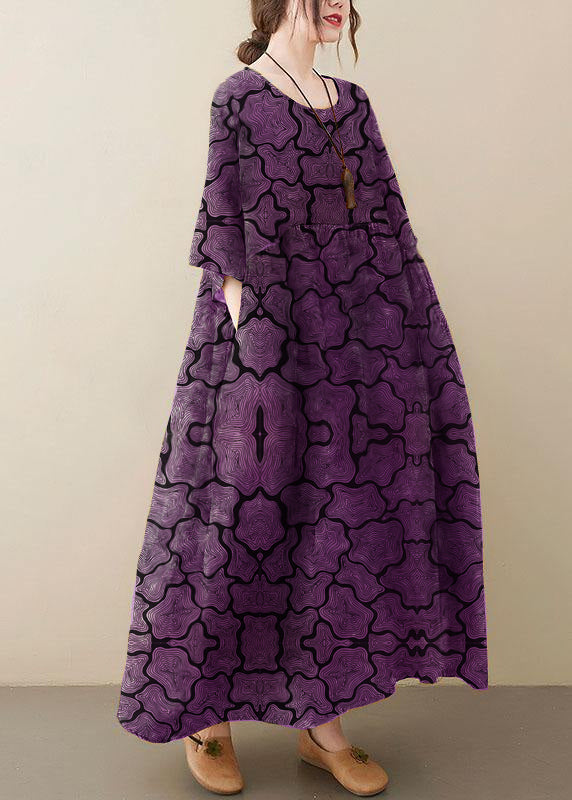 Women's Summer Dress with O-Neck and Print