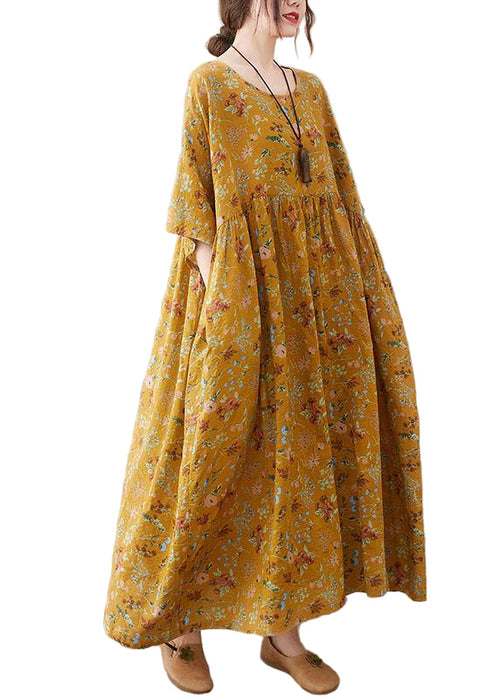 Women's Summer Dress with O-Neck and Print