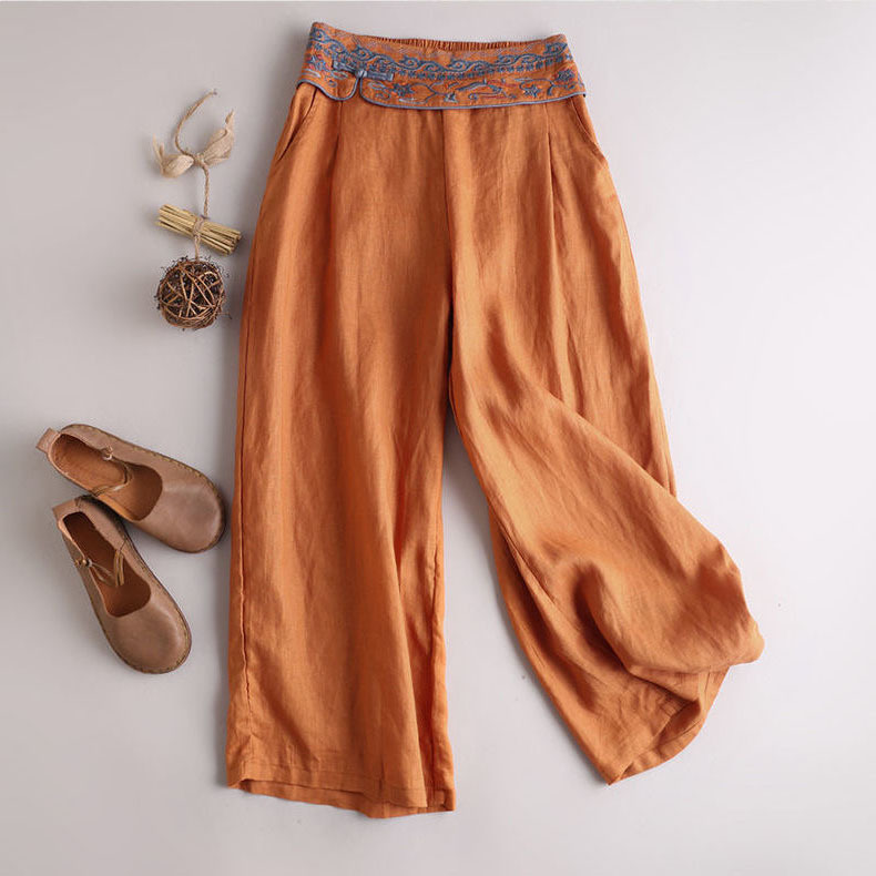 Women's Summer Pants Thin Embroidery Comfortable Elegant