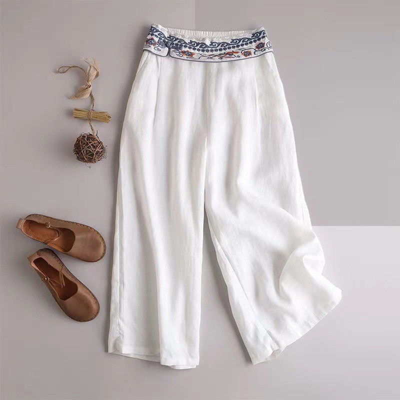 Women's Summer Pants Thin Embroidery Comfortable Elegant