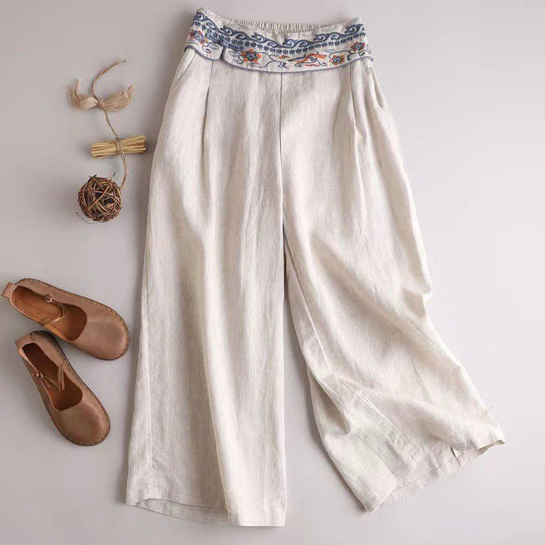 Women's Summer Pants Thin Embroidery Comfortable Elegant