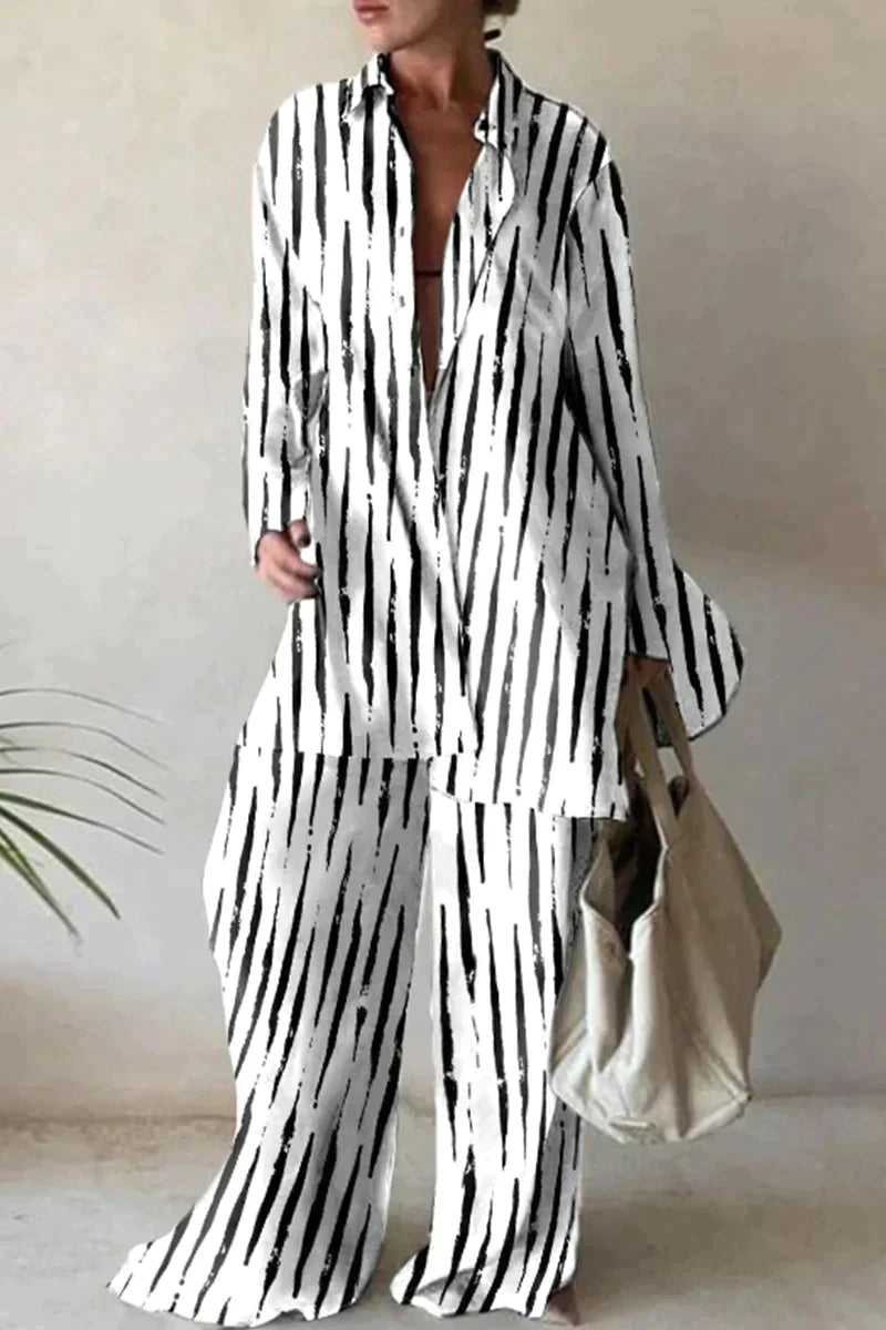 Women's Summer Set Linen Trousers and Shirt