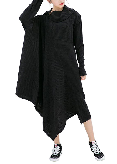 Women's Sweater Dress Asymmetric Design High Neck