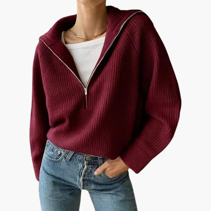 Women's Sweater Half Zip and Tripod Collar for Casual and Dressy Looks