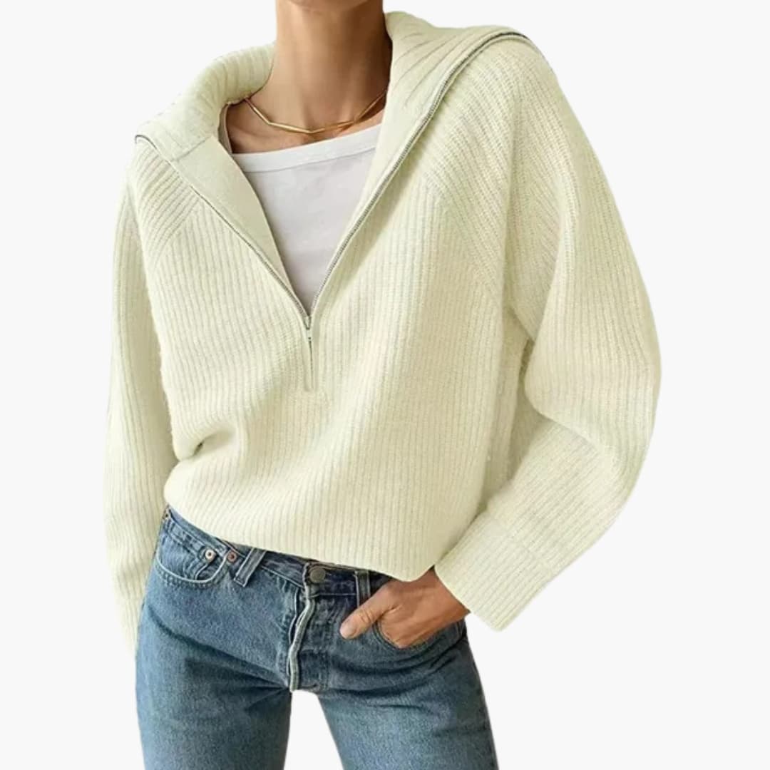 Women's Sweater Half Zip and Tripod Collar for Casual and Dressy Looks