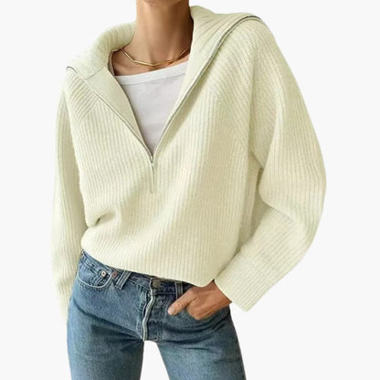 Women's Sweater Half Zip and Tripod Collar for Casual and Dressy Looks