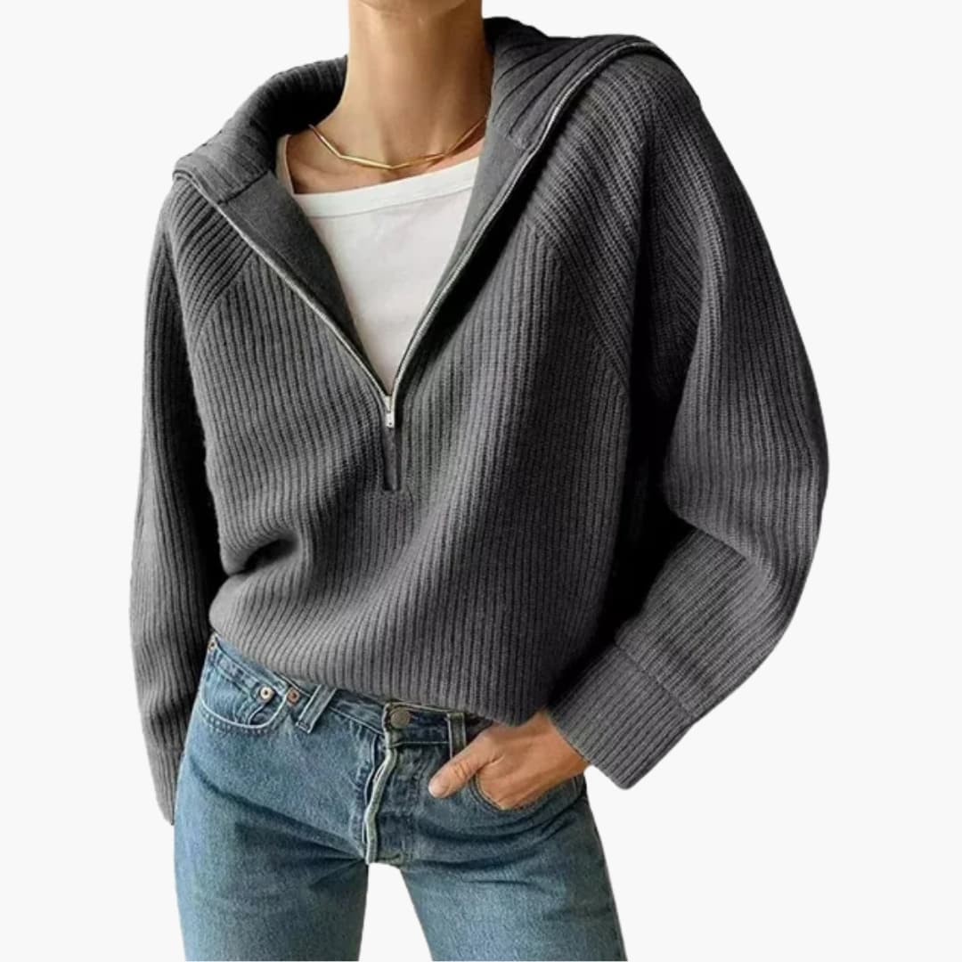 Women's Sweater Half Zip and Tripod Collar for Casual and Dressy Looks