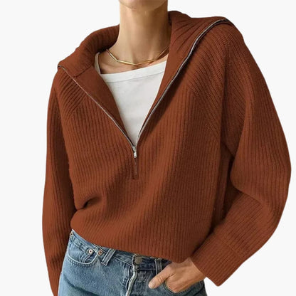 Women's Sweater Half Zip and Tripod Collar for Casual and Dressy Looks