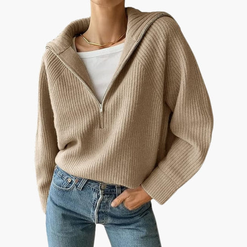 Women's Sweater Half Zip and Tripod Collar for Casual and Dressy Looks