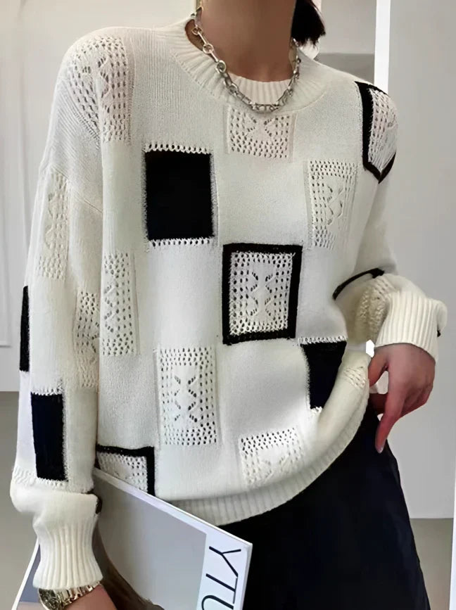 Women's Sweater Retro Patchwork Style