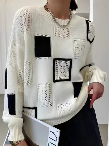Women's Sweater Retro Patchwork Style