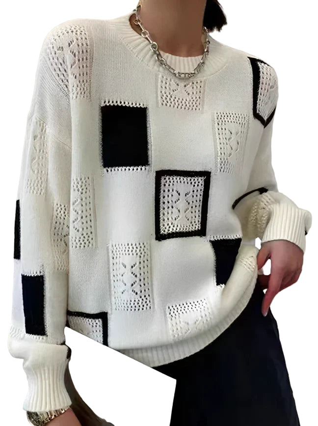 Women's Sweater Retro Patchwork Style