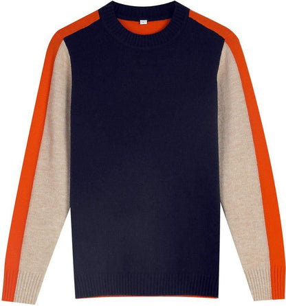 Women's Sweater Retro Stripe Navy Blue Orange