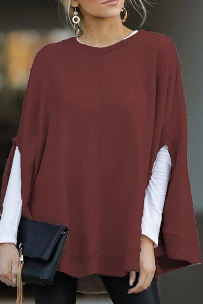 Women's Sweater Round Neck with Bat Sleeves Casual Style