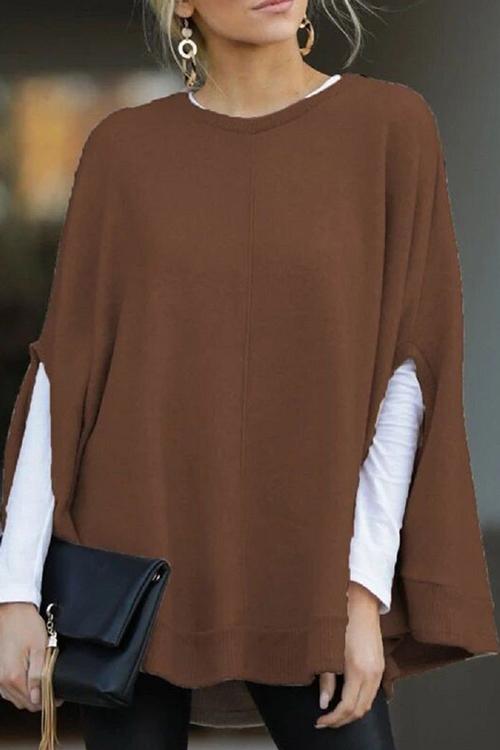 Women's Sweater Round Neck with Bat Sleeves Casual Style