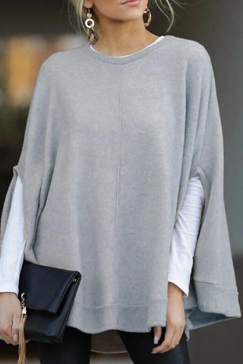 Women's Sweater Round Neck with Bat Sleeves Casual Style