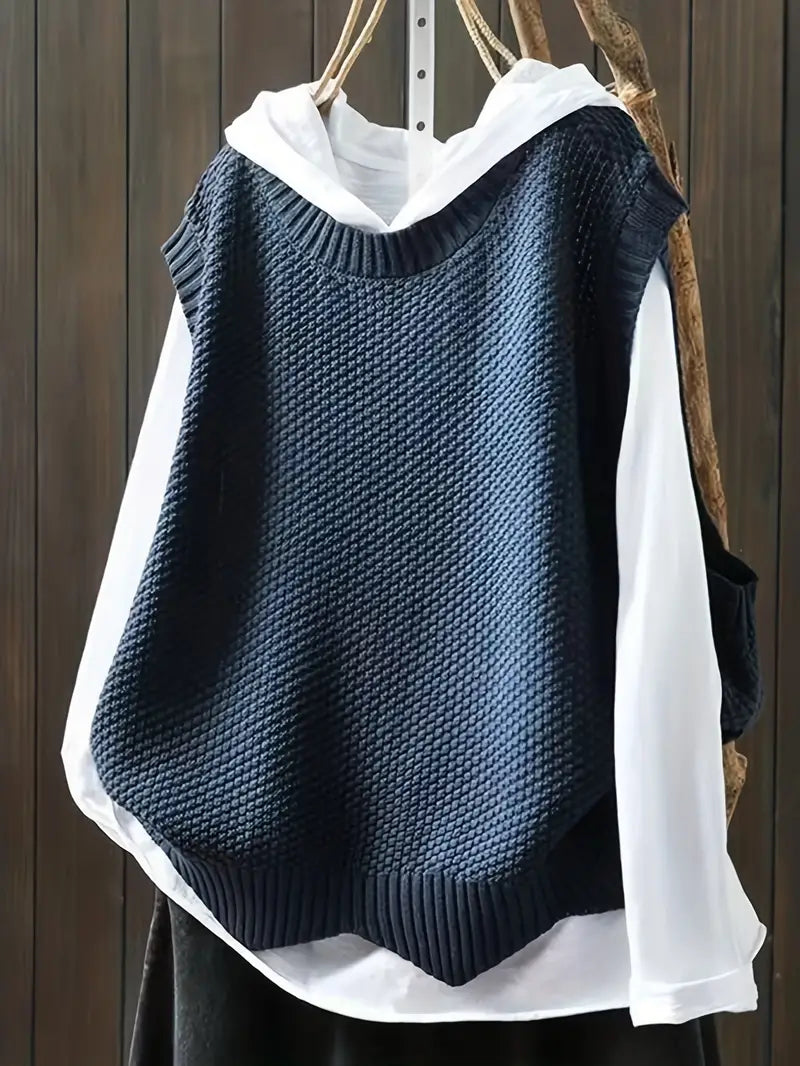 Women's Sweater Round Neckline Sleeveless High Quality Fabric
