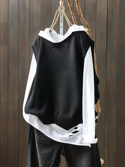 Women's Sweater Round Neckline Sleeveless High Quality Fabric