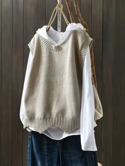Women's Sweater Round Neckline Sleeveless High Quality Fabric