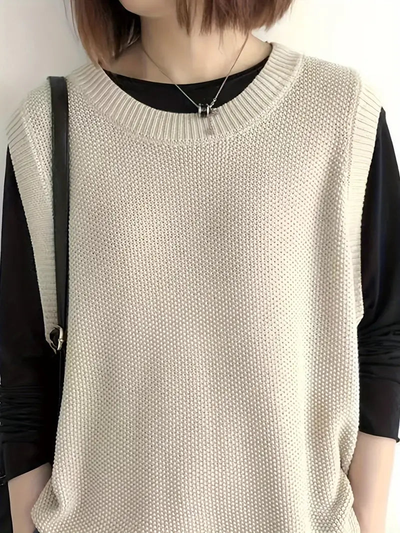 Women's Sweater Round Neckline Sleeveless High Quality Fabric